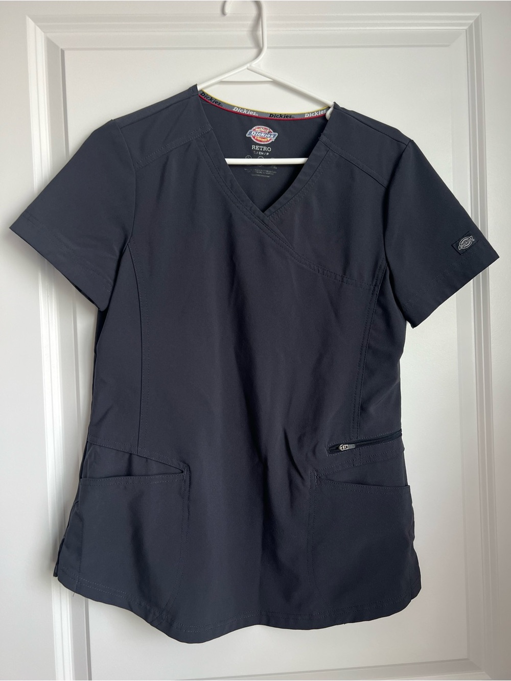 Dickies Retro Dark Grey V-Neck Medical Scrub Top